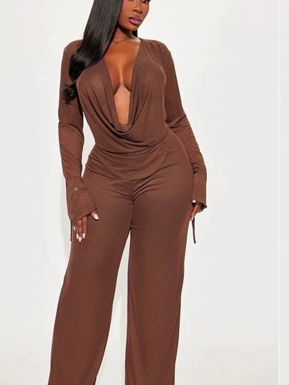 Cowl Neck Brown Set